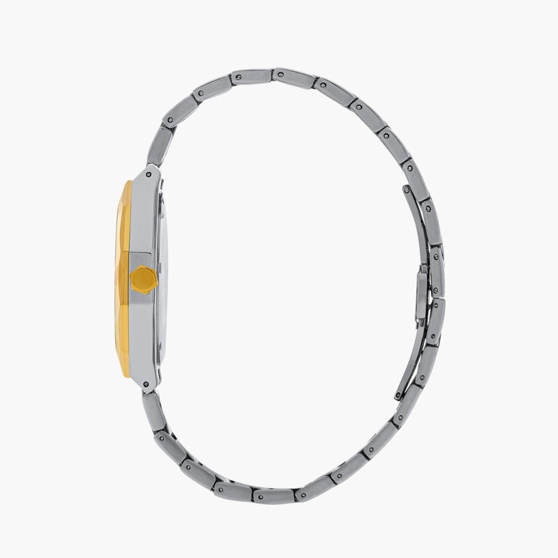 Omax Men's Green Dial Watch with Gold and Silver Band - Image 2